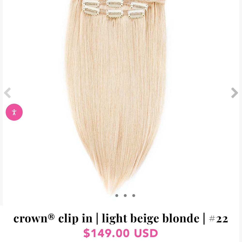 Hidden crown seamless 12” beige blonde clip in extensions.